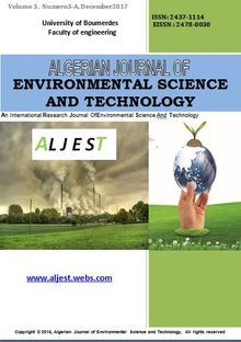 Algerian Journal of Environmental Science and Technology, ISSN: 2437-1114, eISSN: 2478-0030.